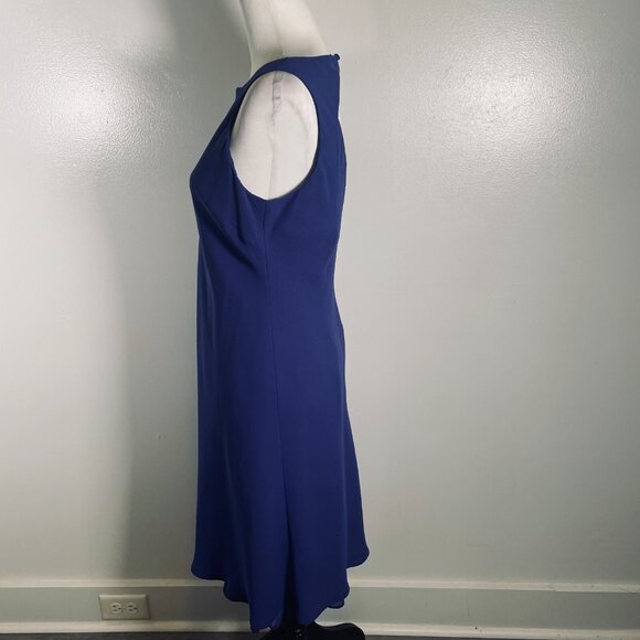 Evan Picone Sheath Dress Womens 8 Navy Blue Sleeveless Back Keyhole Round Neck - Picture 6 of 15
